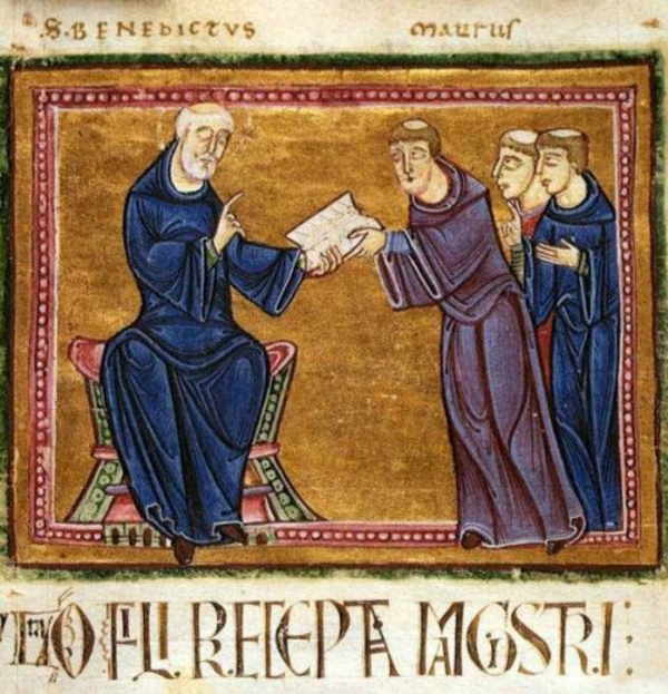 578px St  Benedict delivering his rule to the monks of his order 01